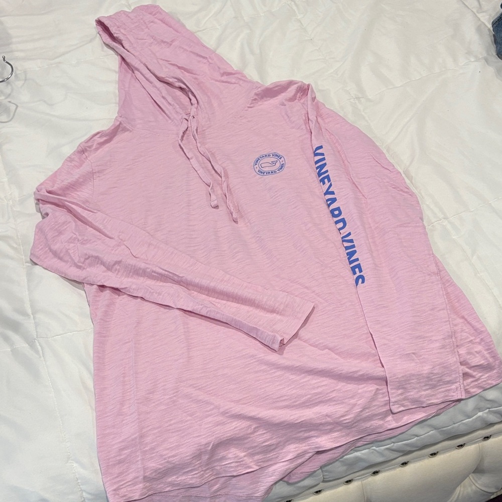 Vineyard Vines Light Pink Hoodie with Blue Logo